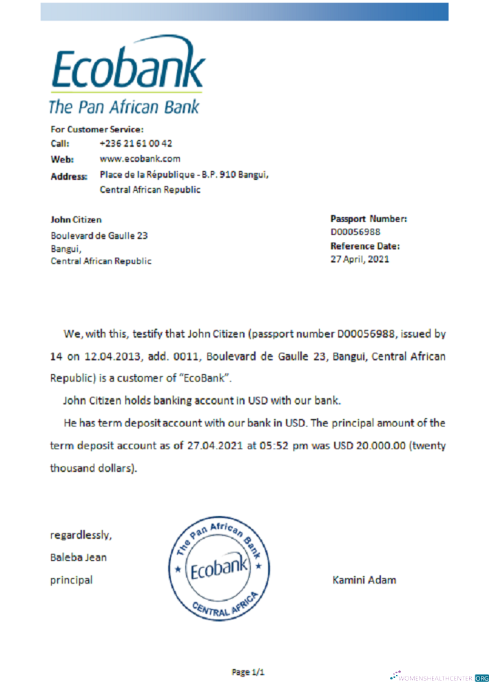 Download Central Africa Ecobank reference Photoshop template